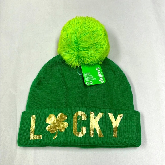 2 Beanies Be Warm On St Patrick's Day. Claire's Claire’s/Icing LUCKY Beanies. - Picture 8 of 15